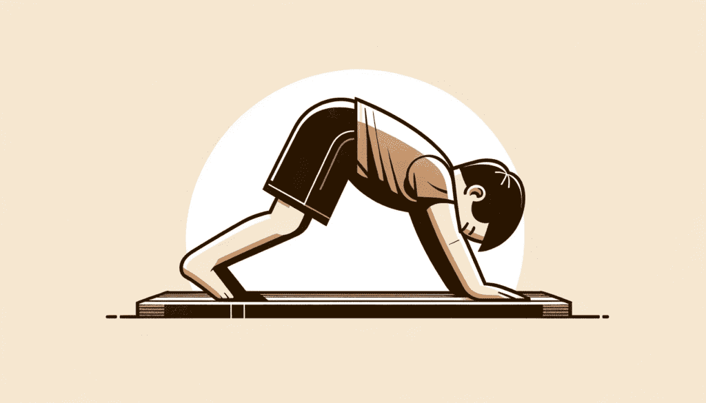 DALL%C2%B7E 2024 01 29 14.52.42 Create a modern minimalistic illustration in a 3 2 aspect ratio depicting a child practicing the Downward Facing Dog yoga pose. The illustration sho 1024x585 1
